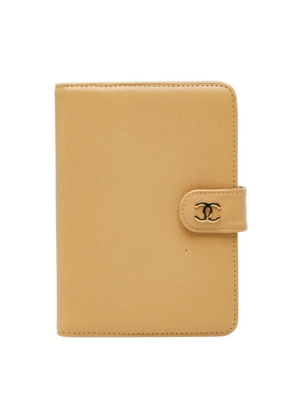 Chanel CC Logo Agenda Notebook Cover Beige Leather